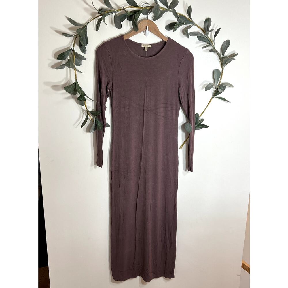Bordeaux Purple Ribbed Maxi Dress